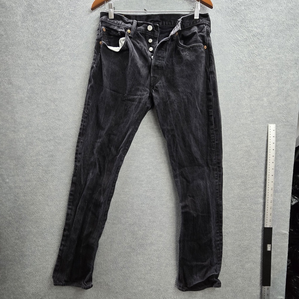 Levi's 501 Men Jeans 32X34‎ Black Denim Original Fit Straight Leg 30"